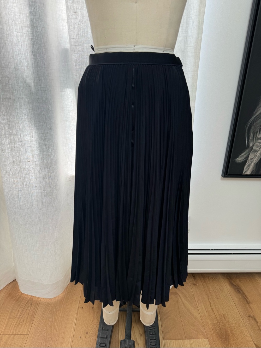Black Pleated Midi Skirt
